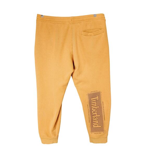 Timberland Sweatpants Joggers sz L Men Wheat Cognac Brown Beige LOGO Spellout ** - Picture 1 of 12